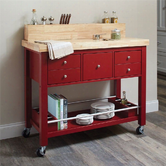 Coaster Kitchen Cart In Red