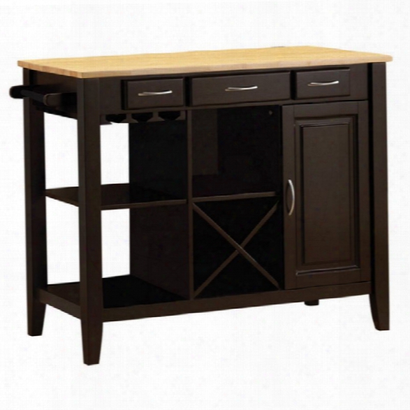 Coaster Kitchen Cart With Butcher Block Top In Natural And Cappuccino