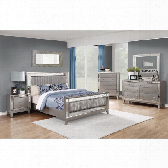 Coaster Leighton 5 Piece California King Mirrored Panel Bedroom Set