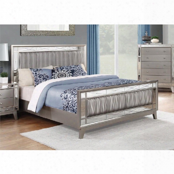 Coaster Leighton California King Mirrored Panel Bed In Mercury