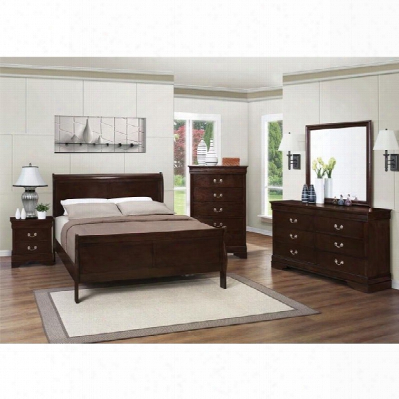 Coaster Louis Philippe 5 Piece Full Sleigh Bedroom Set In Cappuccino