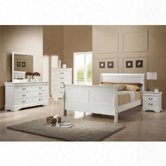 Coaster Louis Philippe 5 Piece Full Sleigh Bedroom Set In White