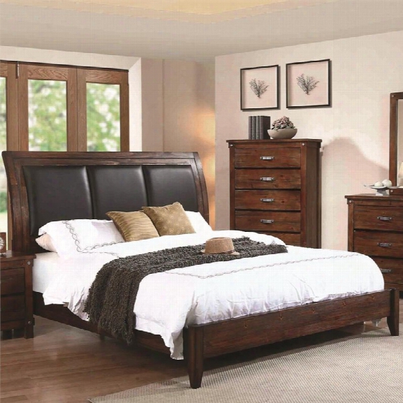 Coaster Noble Upholstered King Panel Bed In Rustic Oak