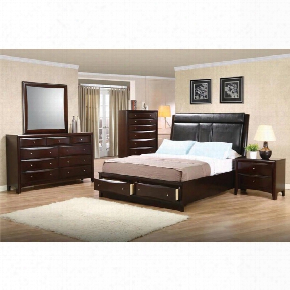 Coaster Phoenix 5 Piece Upholstered California King Panel Bedroom Set