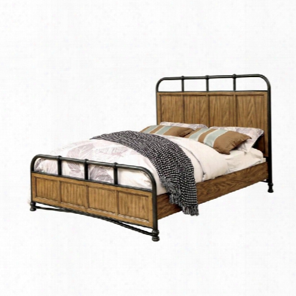 Furniture Of America Calvin Californiak Ing Metal Bed In Dark Oak