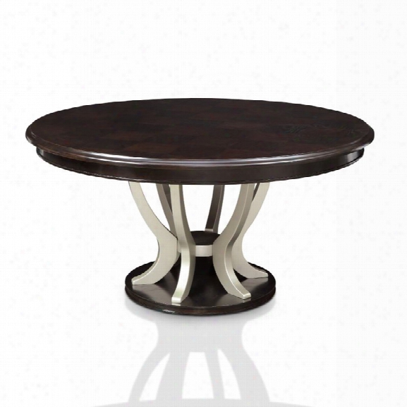 Furniture Of America Gudrun Round Dining Table In Espresso And Silver