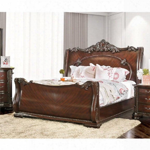 Furniture Of America Helvetta King Sleigh Bed In Brown Cherry