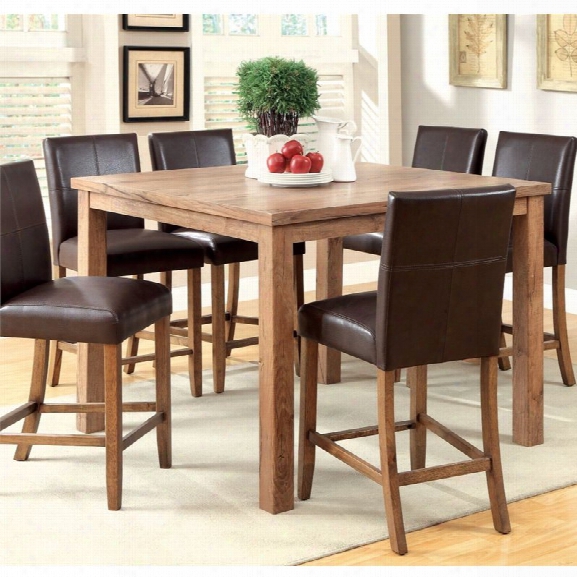 Furniture Of America Loen Square Counter Height Dining Table In Oak