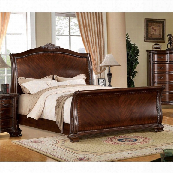 Furniture Of America Maddington Queen Sleigh Bed In Brown Cherry
