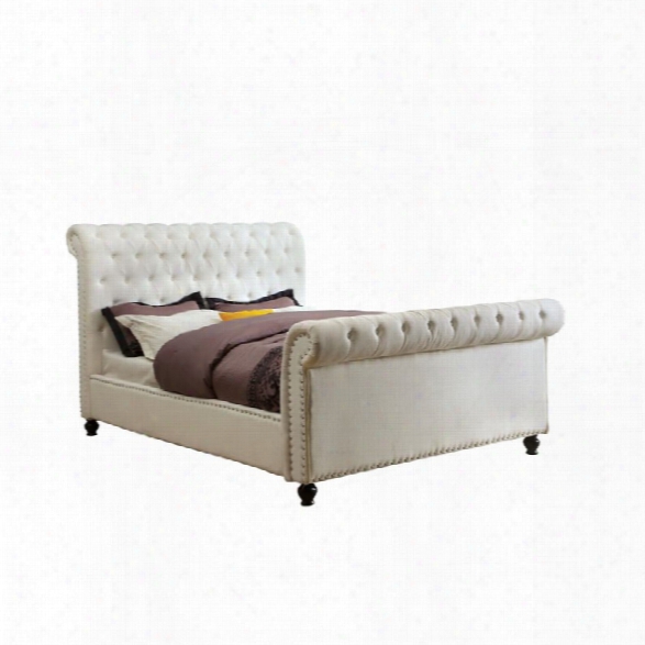 Furniture Of America Selina King Upholstered Sleigh Bed In Ivory