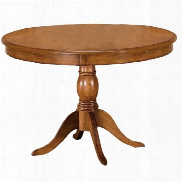 Hillsdale Bayberry Oak Round Casual Dining Table With Wood Top In Oak