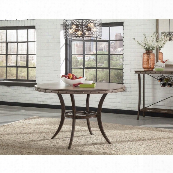 Hillsdale Emmons Round Dining Table In Washed Gray