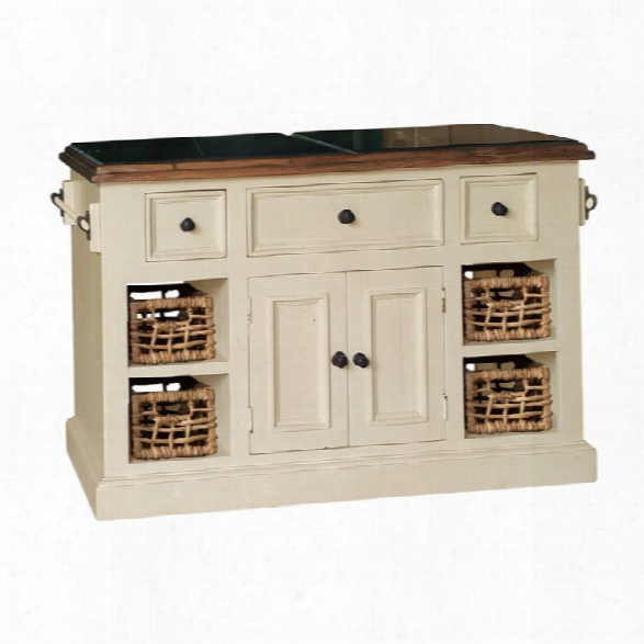 Hillsdale Tuscan Retreat Large Granite Top Kitchen Island In Wite