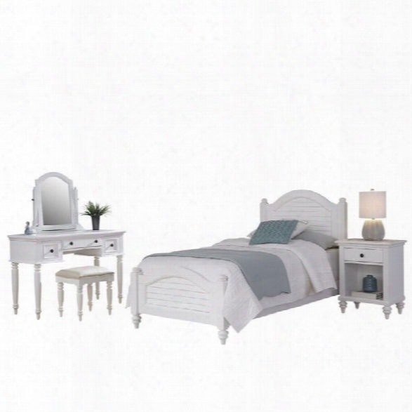 Home Styles Bermuda Twin Bed 4 Piece Bedroom Set In White