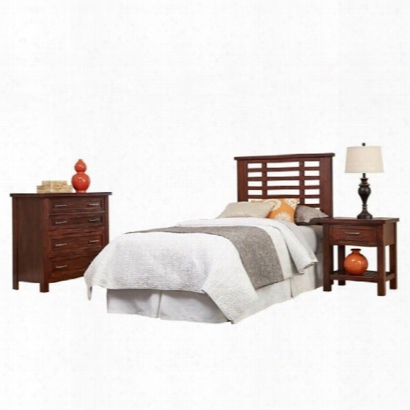 Home Styles Cabin Creek Twin Headboard 3 Piece Bedroom Set In Chestnut