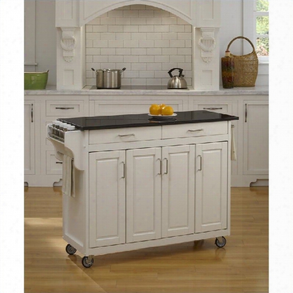 Home Styles Create-a-cart 49 Inch Black Granite Top Kitchen Cart In White