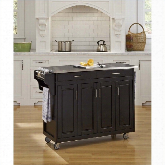 Home Styles Create-a-cart 49 Inch Stainless Top Kitchen Cart In Black