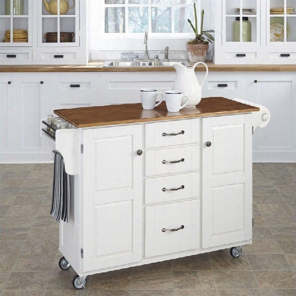 Home Styles Create-a-cart In White Finish With Distressed Oak Top