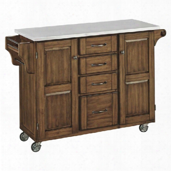 Home Styles Create-a-cart Quartz Top Kitchen Cart In Warm Oak