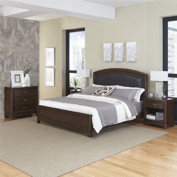 Home Styles Crescent Hill 4 Piece King Leather Panel Bedroom Set