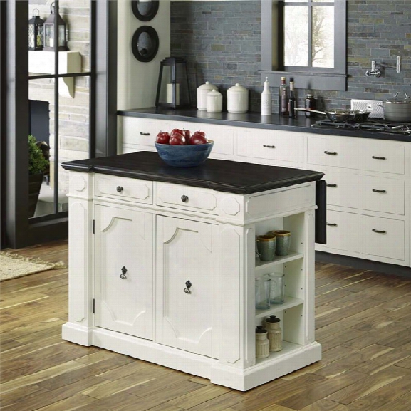 Home Styles Fiesta Wood Top Kitchen Island In Distressed White