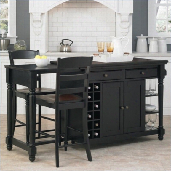 Home Styles Grand Torino Kitchen Island And Stools 3 Piece Set