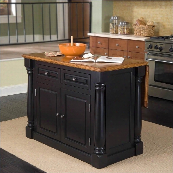 Home Styles Monarch Kitchen Island In Black And Oak Finish