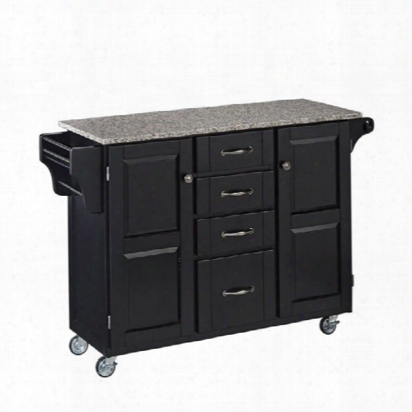 Home Styles Salt And Pepper Granite Kitchen Cart In Black