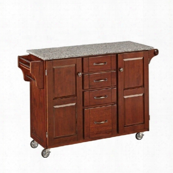 Home Styles Salt And Pepper Granite Kitchen Cart In Cherry