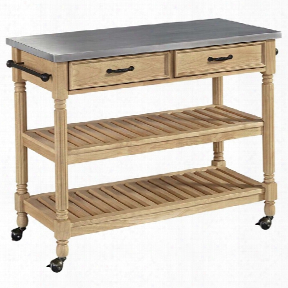 Home Styles Savannah Stainless Steel Top Kitchen Cart In Natural Maple