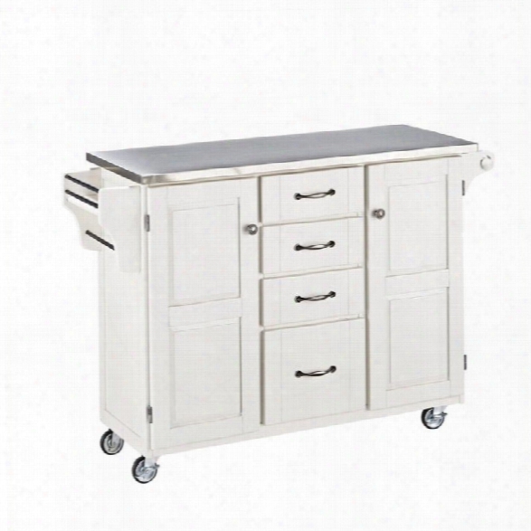 Home Styles Stainless Steel Kitchen Cart In White