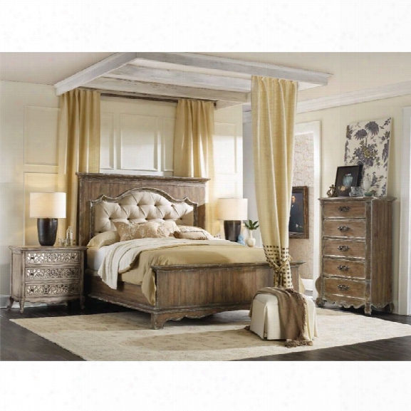 Hooker Furniture Chatelet California King Upholstered Panel Bed Set In Light Wood