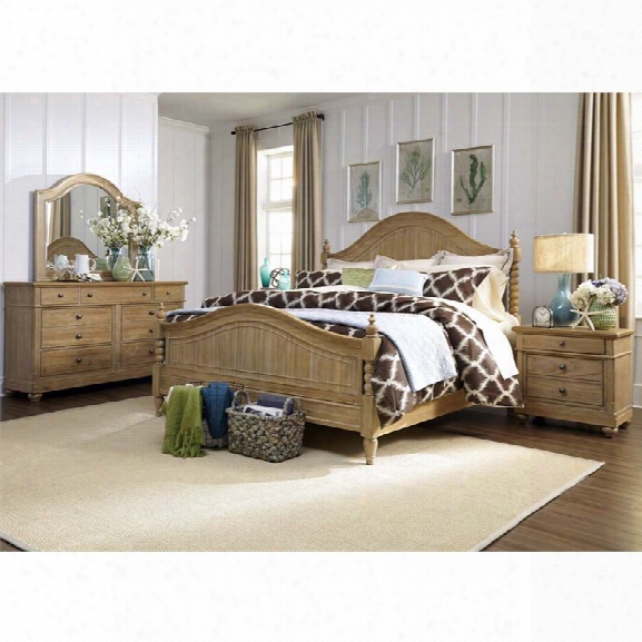 Liberty Furniture Harbor View 4 Piece King Poster Bedroom Set In Sand