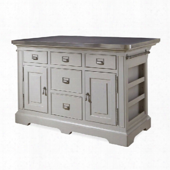 Paula Deen Home Dogwood Kitchen Island In Cobblestone And Pewter