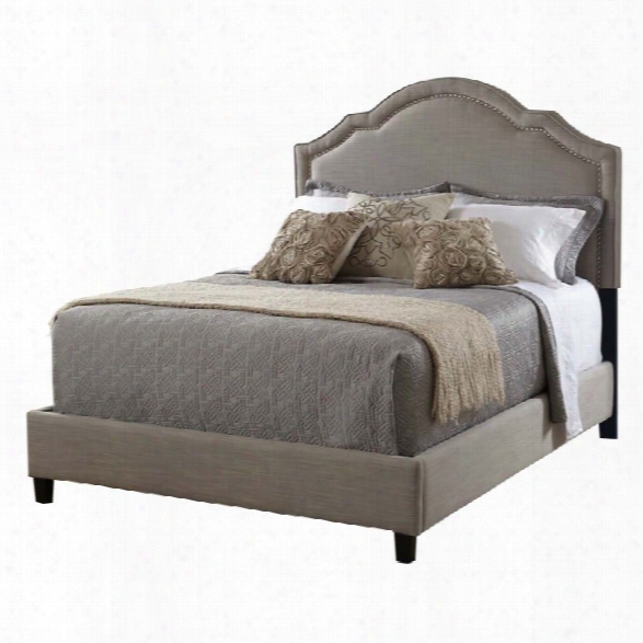 Pri Shaped Nailhead Upholstered King Bed In Gray