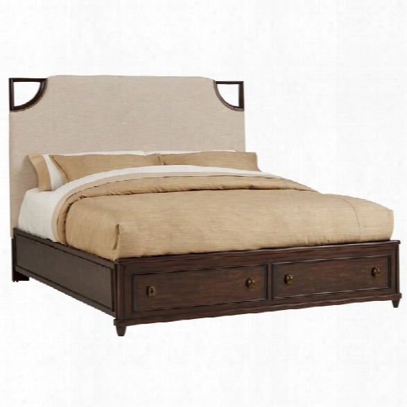 Stanley Furniture Virage Upholstered King Storage Bed In Truffle