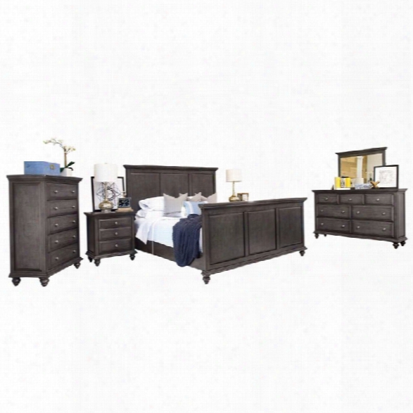 Abbyson Living Breckenridge 6 Piece King Panel Bedroom Set In Gray