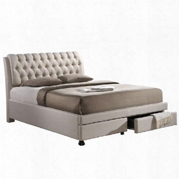 Ainge Upholstered King Storage Bed With Drawers In Beige