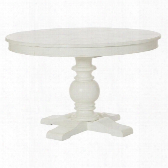 American Drew Lynn Haven Round Wood Dining Table In White