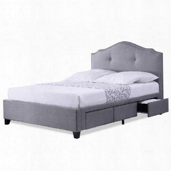 Armeena Upholstered King Storage Bed In Gray