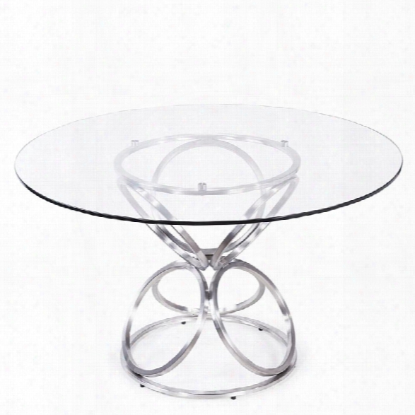 Armen Living Brooke 48 Round Glass Dining Table In Stainless Steel