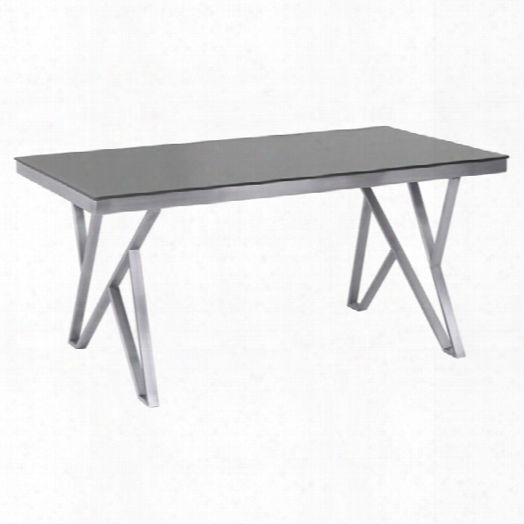 Armen Living Mirage Glass Top Dining Table In Gray