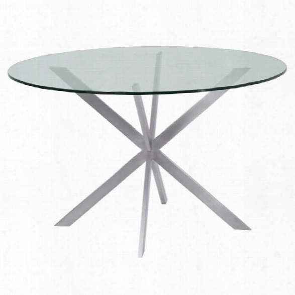 Armen Living Mystere Round Glass Top Dining Table