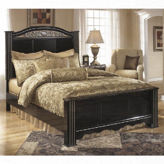 Ashley Constellations Wood Poster Panel Bed In Black-queen