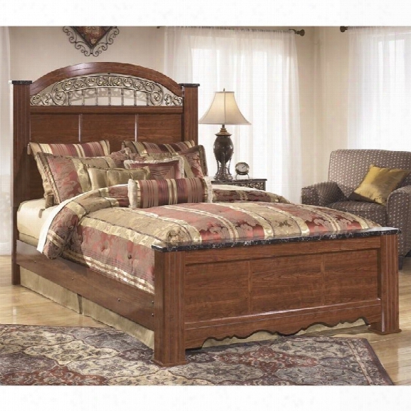 Ashley Fairbrooks Estates Wood Queen Poster Panel Bed In Brown