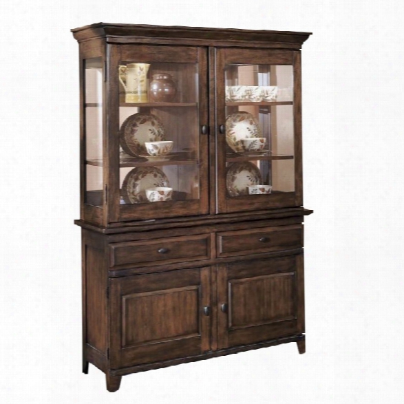 Ashley Larchmont Wood China Cabinet In Brown