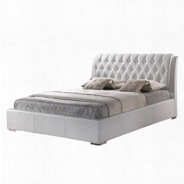 Bianca Full Platform Bed With Tufted Headboard In White