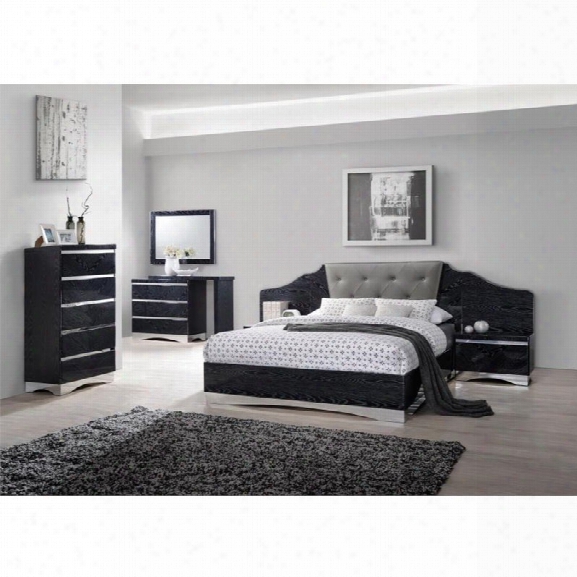 Coaster Alessandro 5 Piece Upholstered King Bedroom Set In Black