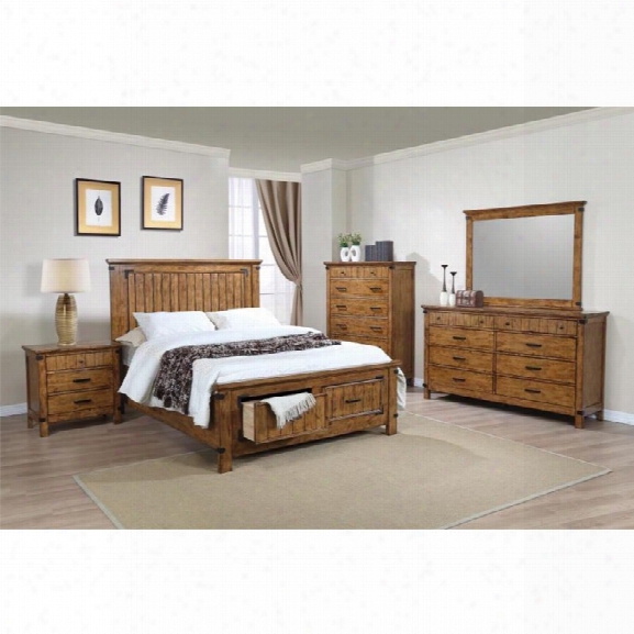 Coaster Brenner 5 Piece Full Storage Panel Bedroom Set In Honey