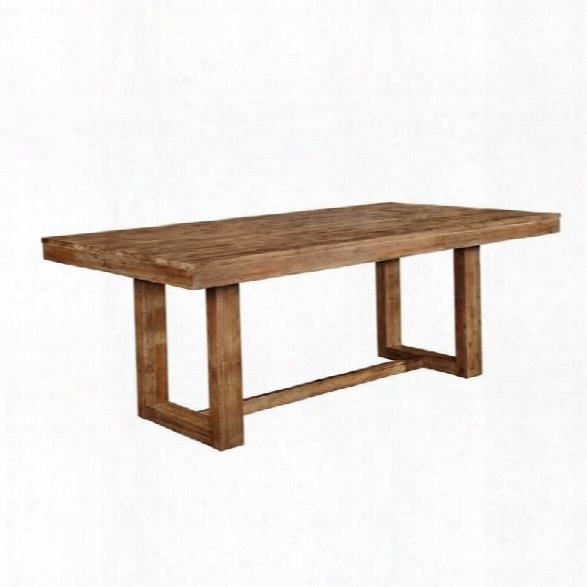 Coaster Elmwood U Base Dining Table In Wire Brushed Nutmeg